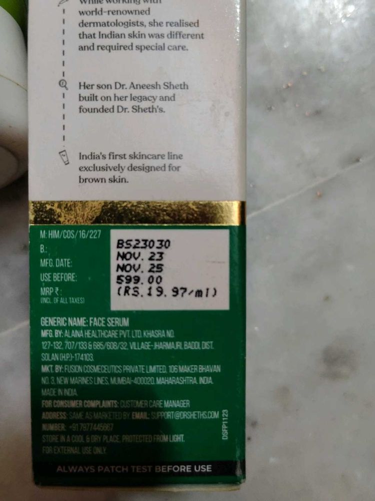Dr. Sheth&#39;s Probiotics &amp; Azelaic Acid Serum For Hi