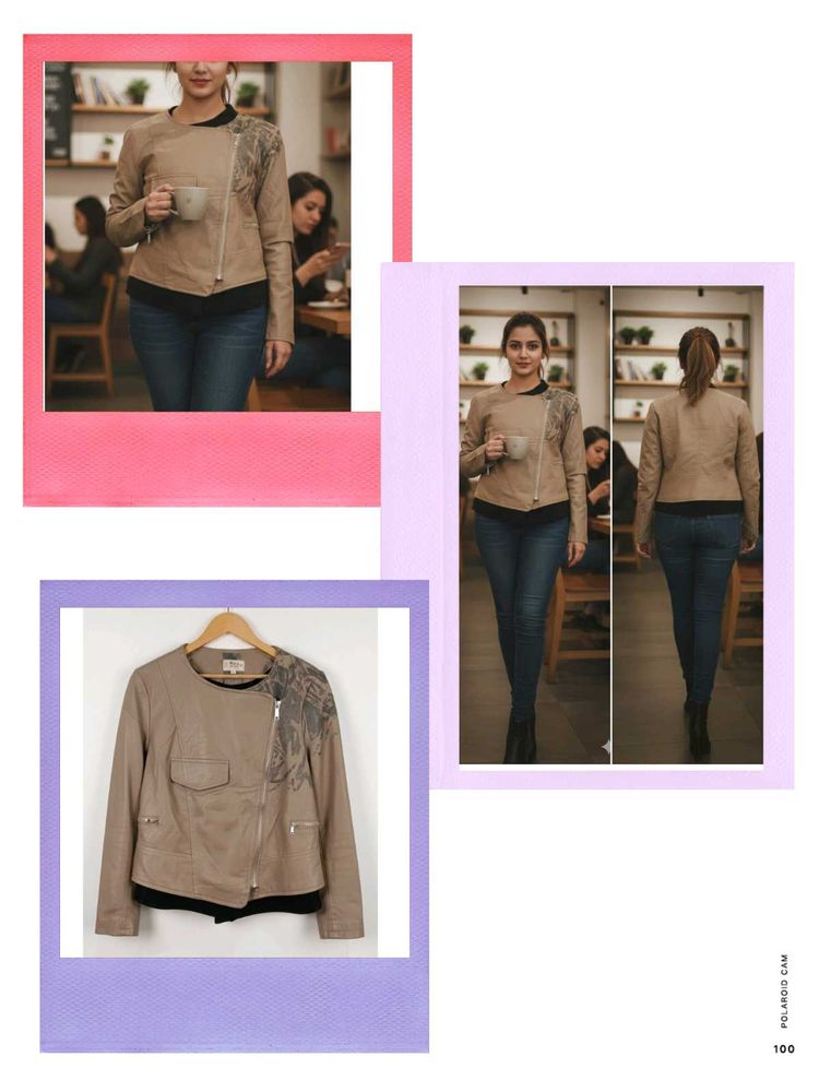Tan Asymmetrical Zip Jacket
