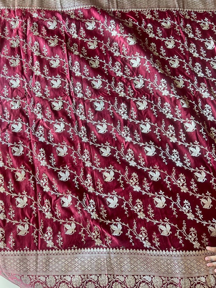 Classic Original Maroon Banarasi Silk Saree