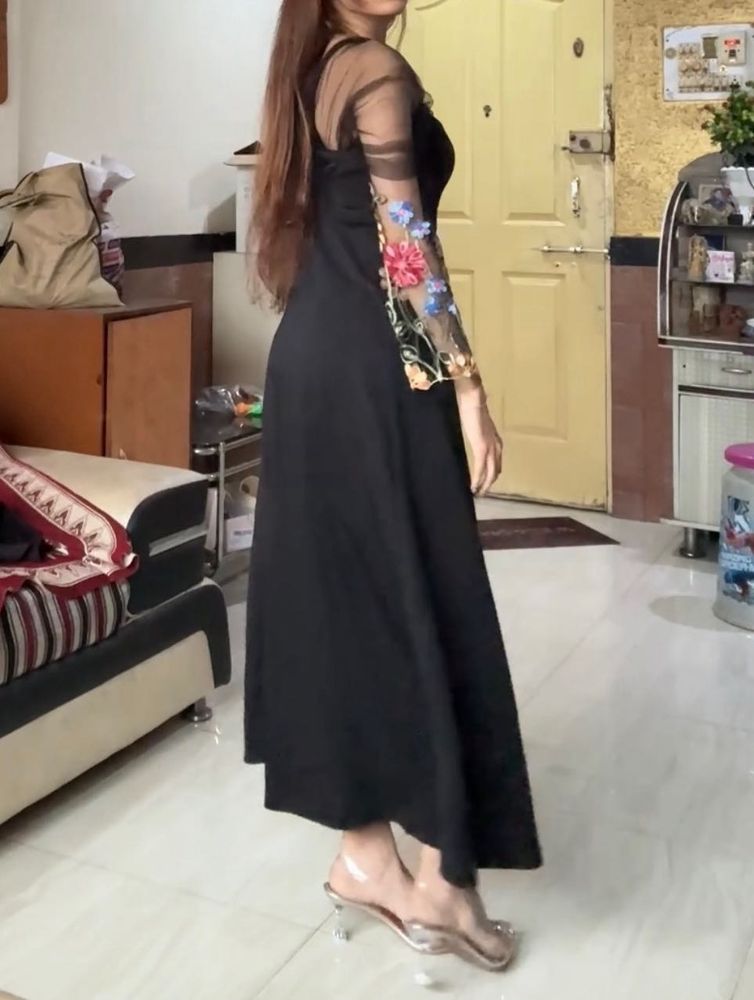 embroidered black dress by savana🖤