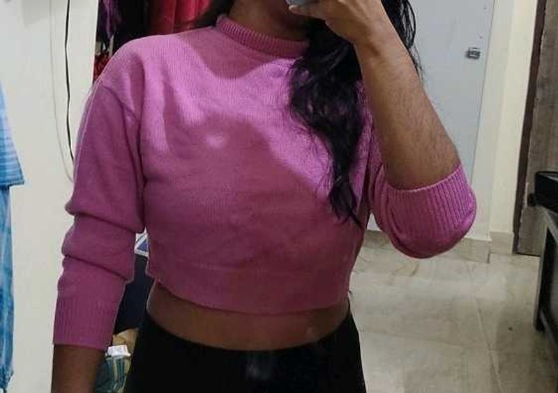 Pink Cropped Sweater