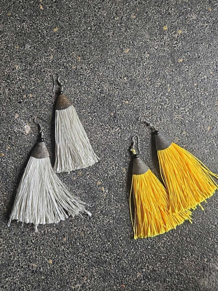 COMBO Yellow and White Tassel Earrings