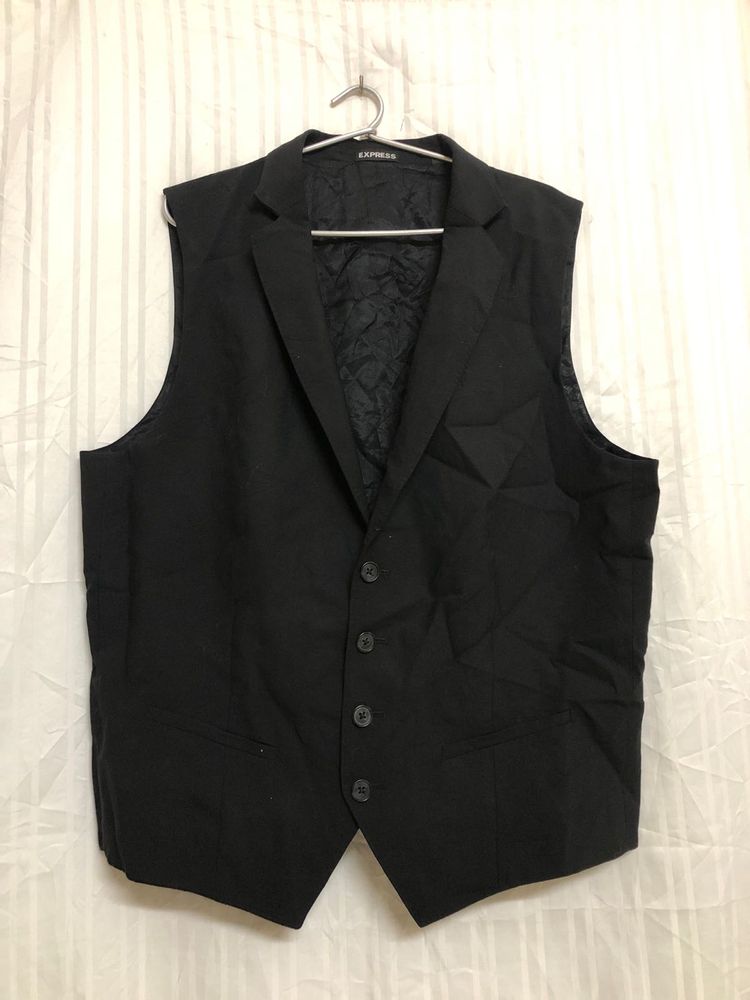 Express Black Wool Waistcoat