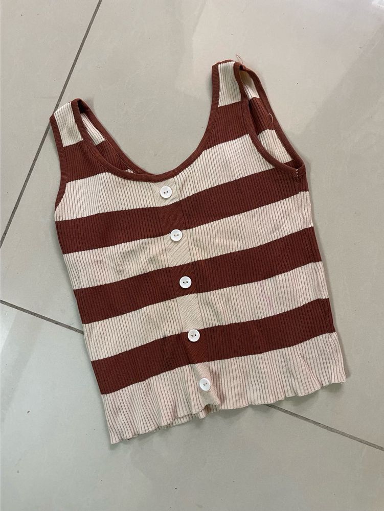 Striped Button Tank Top