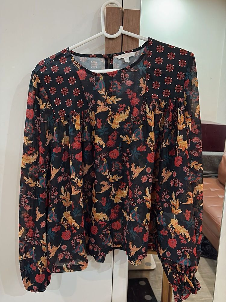 Floral Print Long Sleeve Blouse