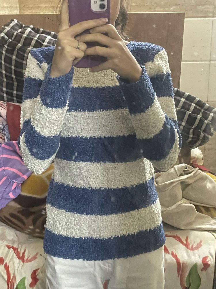Striped Blue &amp; White Sweater