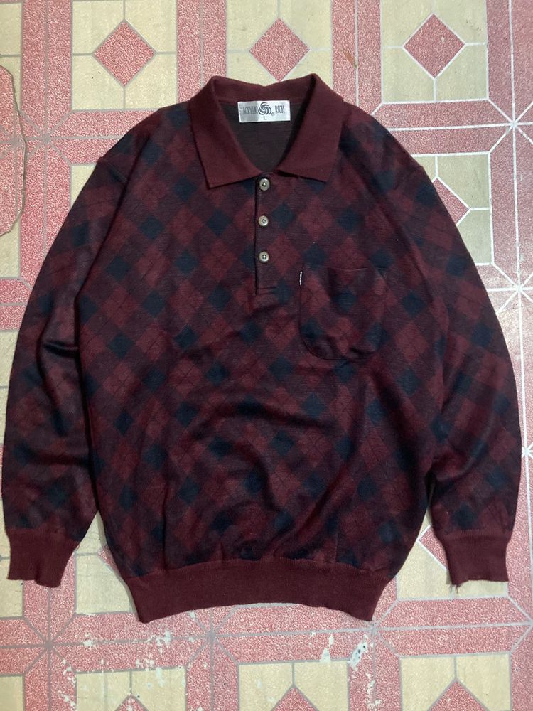 Burgundy Plaid Sweater