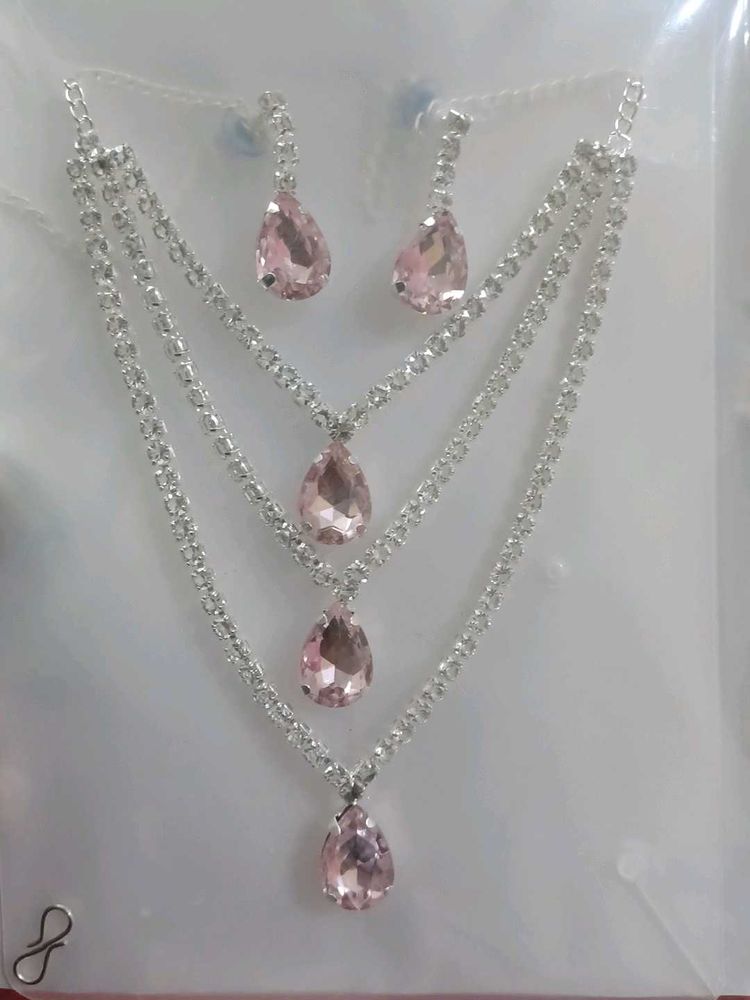 Elegant Pink Crystal Jewelry Set