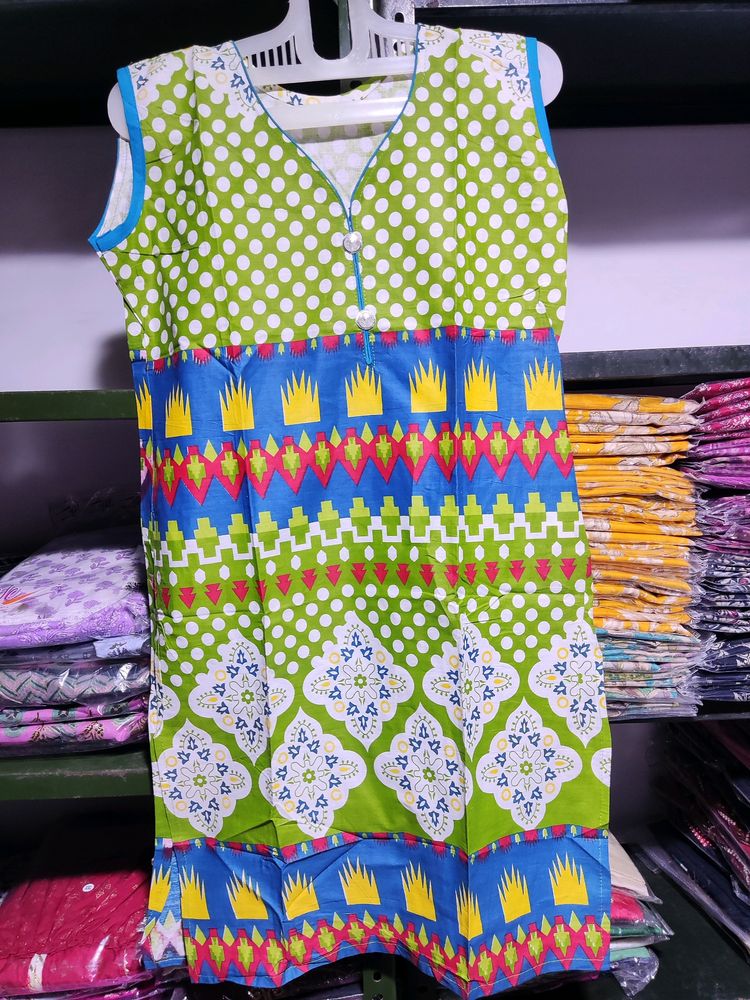 Straight Printed Kurti With Half Sleev