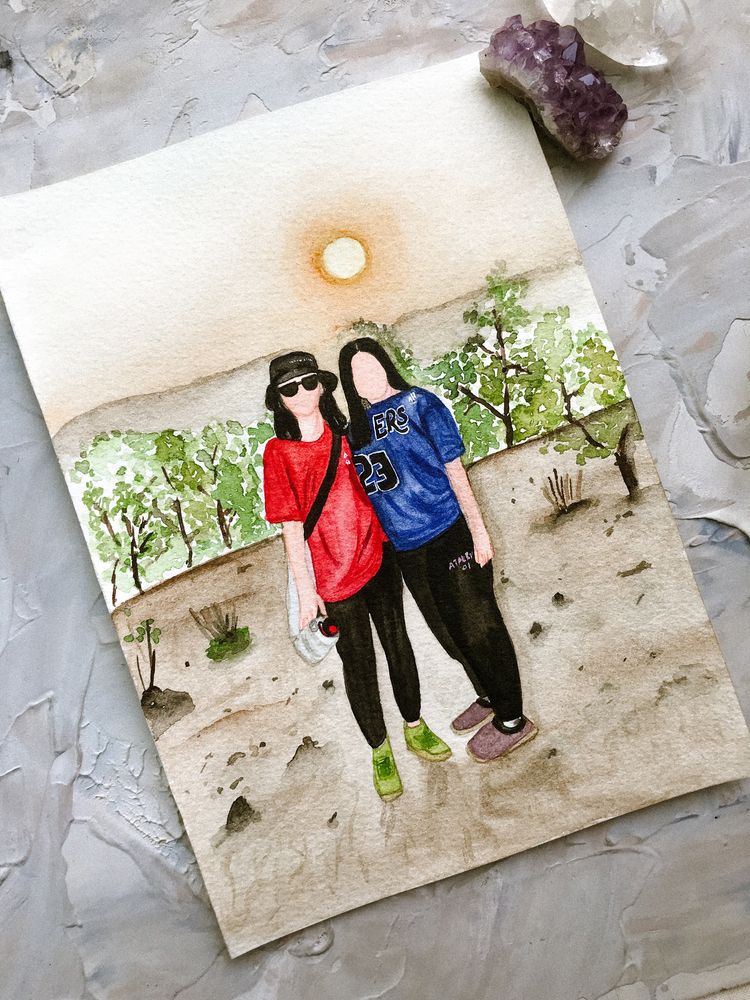 Custom faceless Handpainted watercolor portrait Artwork