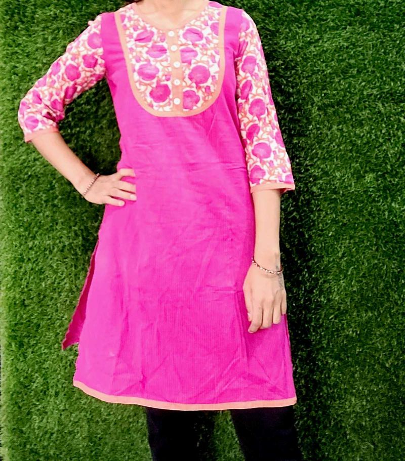 Pink Floral Kurta