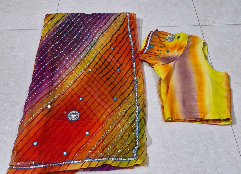 Lehariya Saree (Multi color)