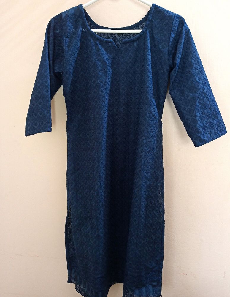 Navy Blue Chikankari Kurti