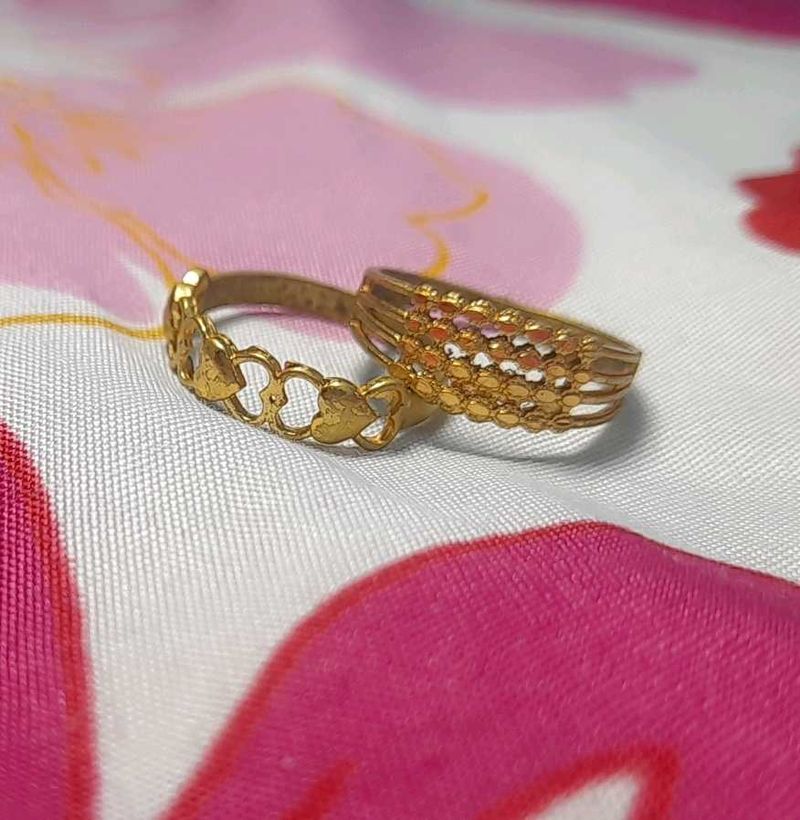 Vintage Gold Tone Rings - Set of 2