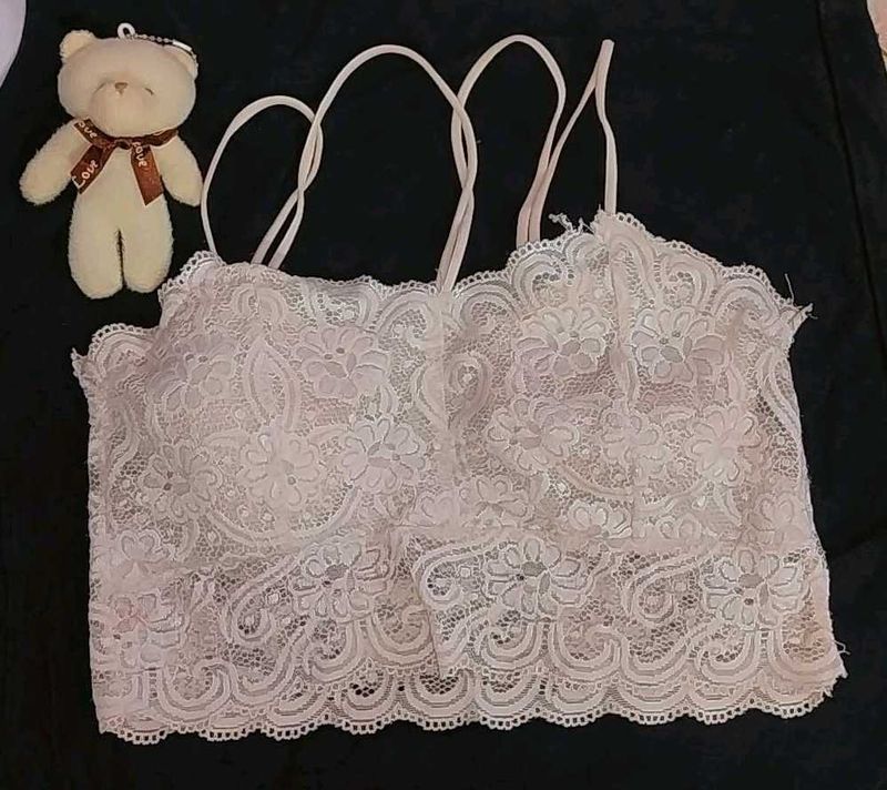 Padded White Lace Bralette Top