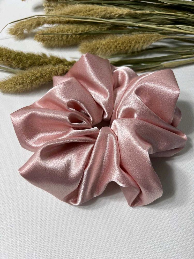 Pink Satin Scrunchie