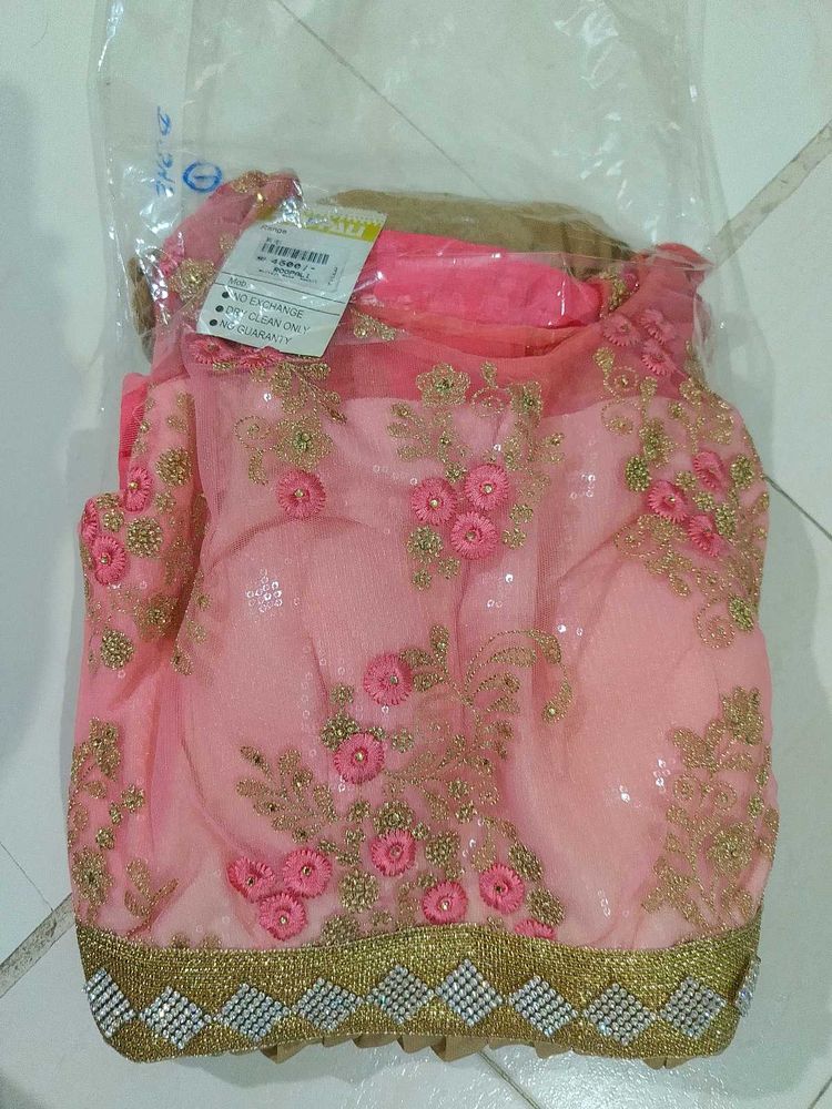 Elegant Pink Embroidered gown with attached tag