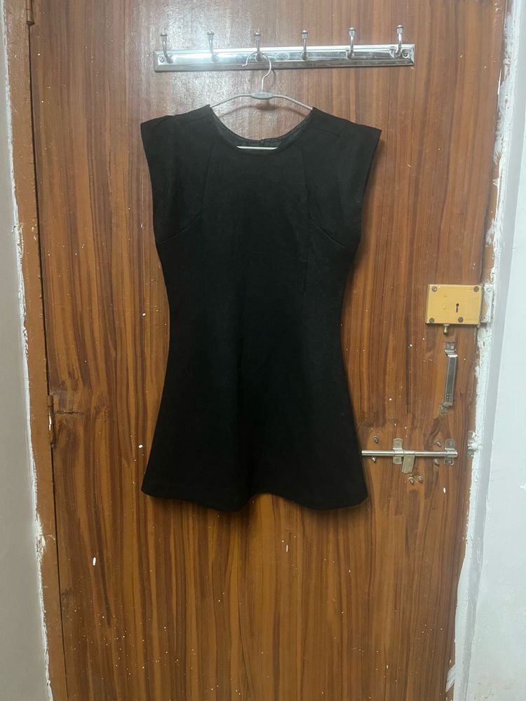 Black Woolen Mini Dress