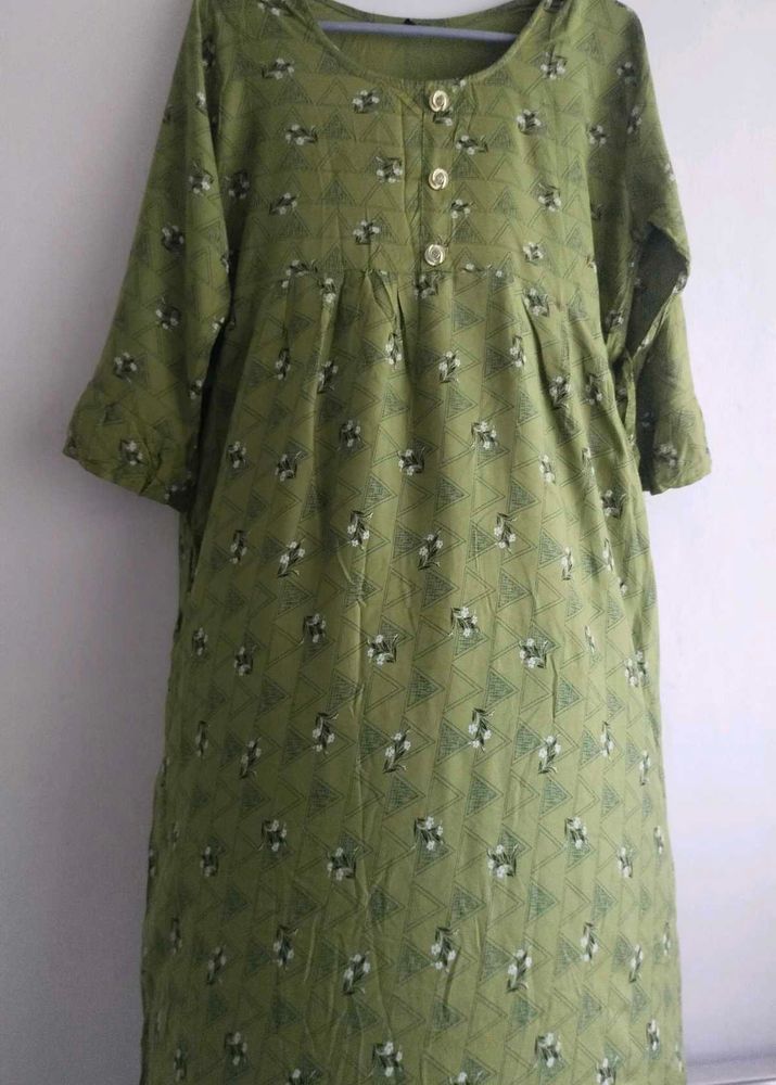 Vintage Green Print Anarkali Kurta