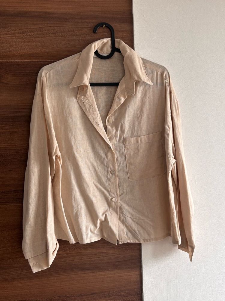 Beige Button-Down Shirt