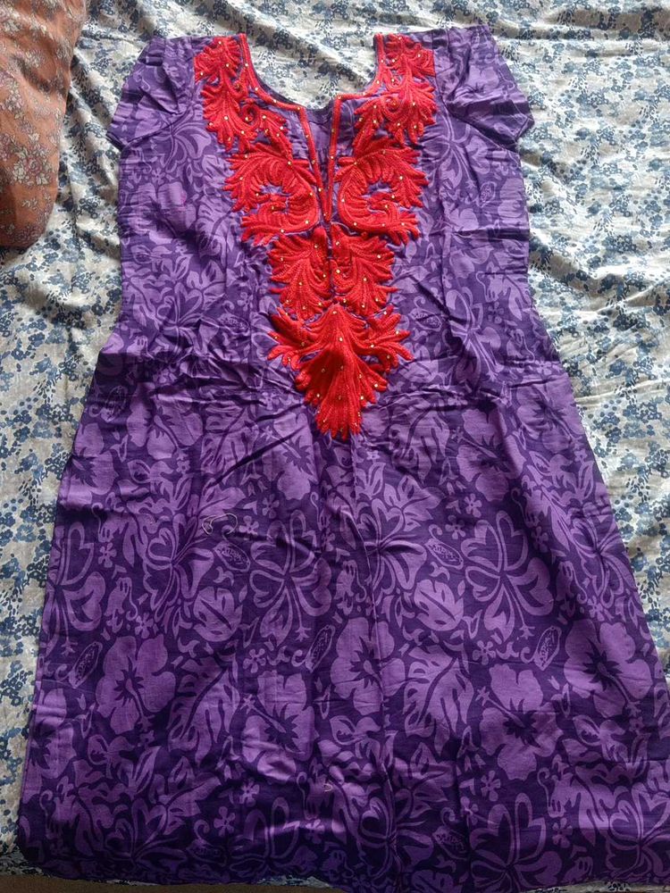 Purple Suit And Red Salwar