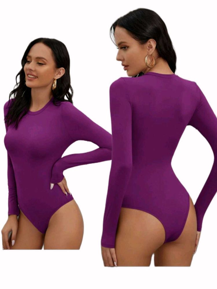 Purple Long Sleeve Bodysuit Free Size Xs-S-M