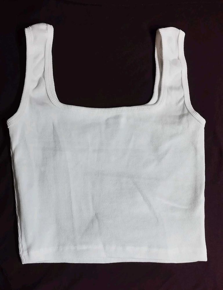 White Ribbed Tank Top