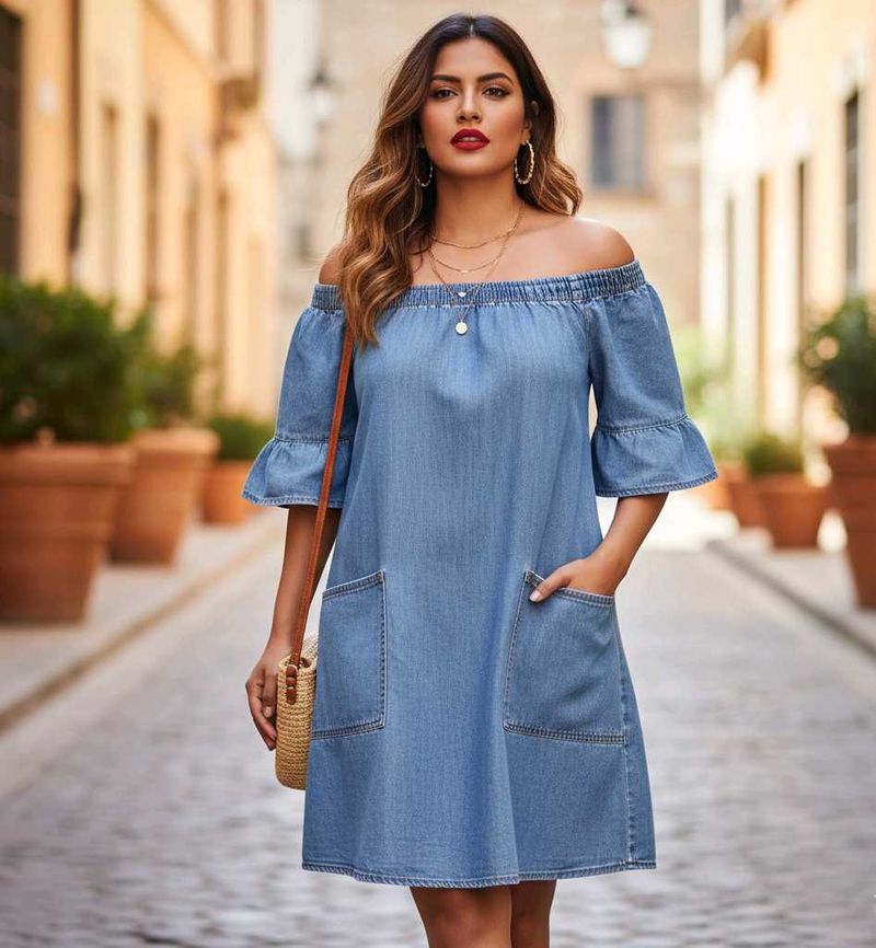 Zudio Off-Shoulder Denim Dress