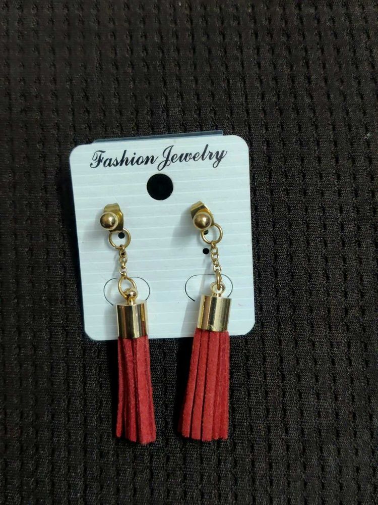 Red Taseel Earrings