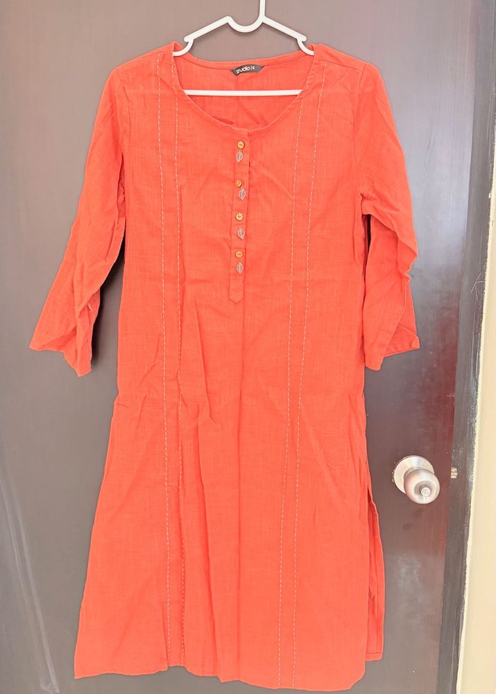 Orange Cotton Kurta