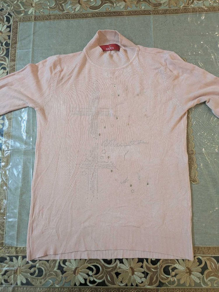 Pink Turtleneck Long Sleeve Top