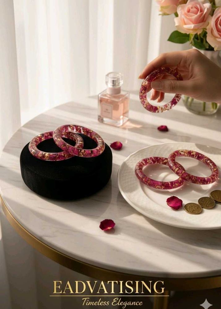 Rose Petal Resin Bangles