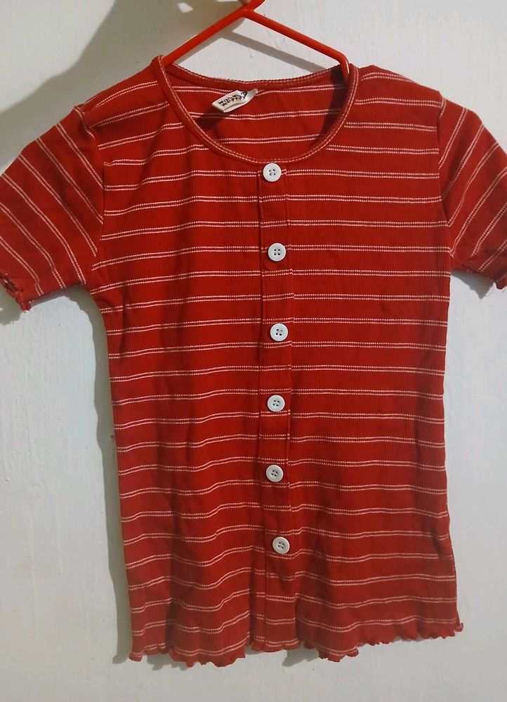 Unused Fitted Striped Top