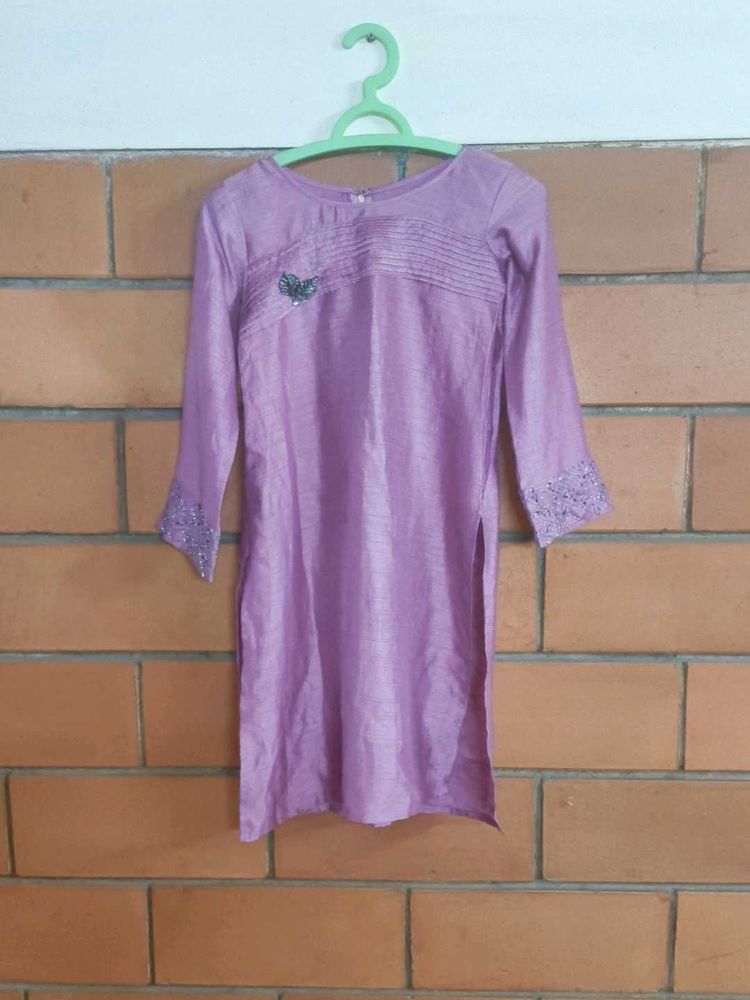 Lavender Kurti with Embroidery