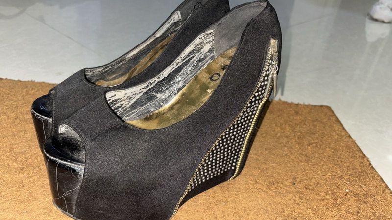 Black Wedge Platform Heels