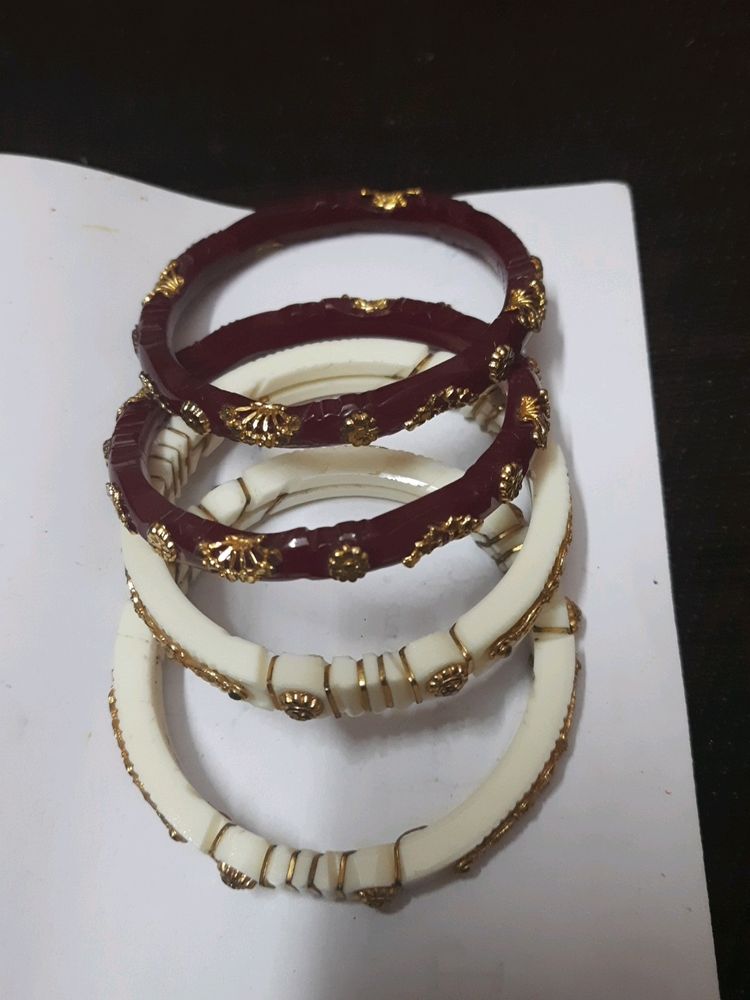 Combo Of Red and White Designed  Beautiful Bangles