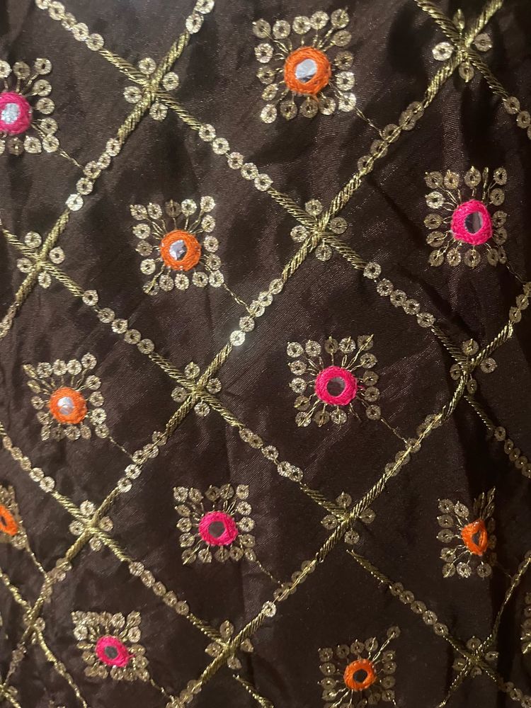 Coffee brown Embroidered Ethnic skirt