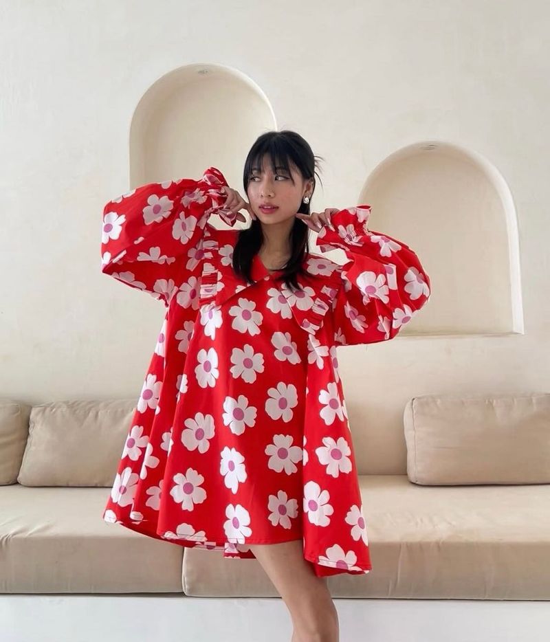 Red Floral Mini Dress