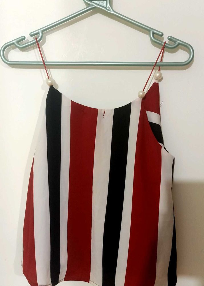 Elegant Pearl Strap Crop Top