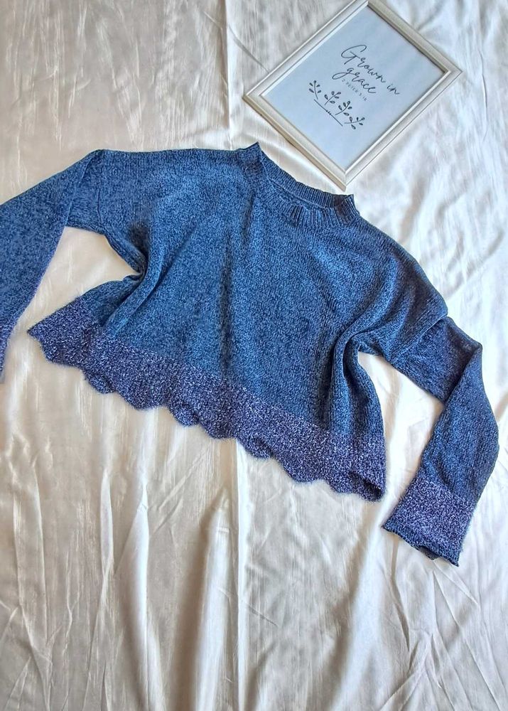 Velvet Cotton Crop Sweater