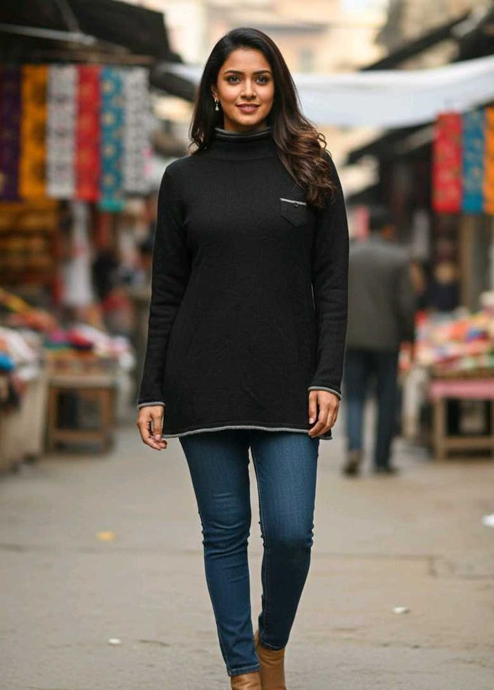 Stylish Black Turtleneck Sweater