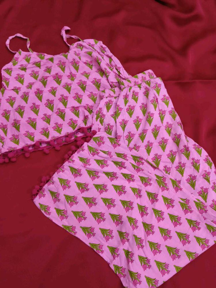 Cute Pink Floral Pajama Set