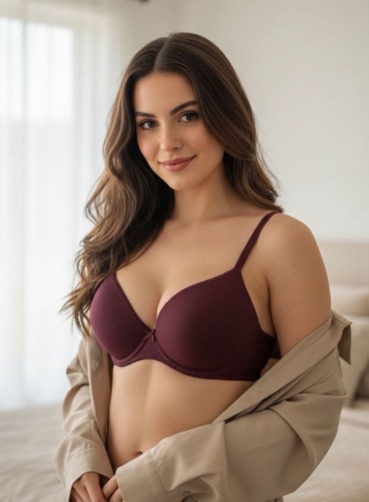 Elegant Burgundy Bra (Padded, Non Wired)