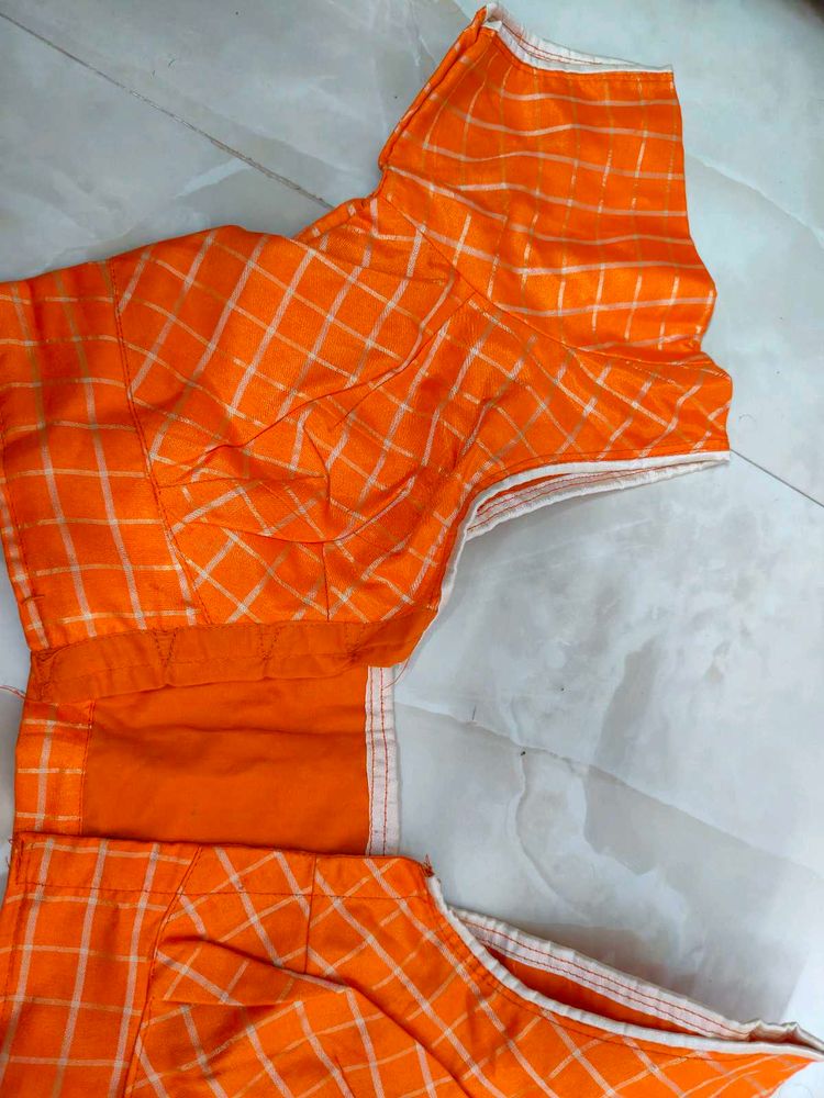 Orange Checked Blouse