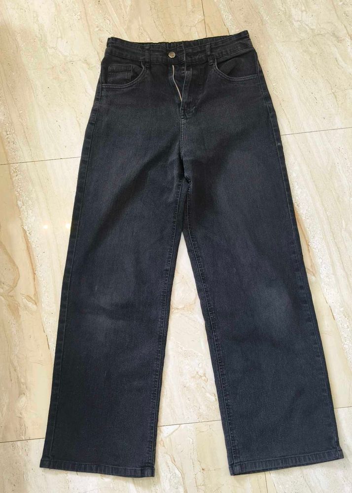 Black Wide Length Jeans