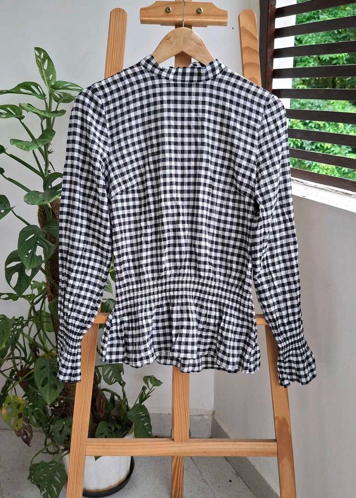 H&amp;M Gingham Peplum Top