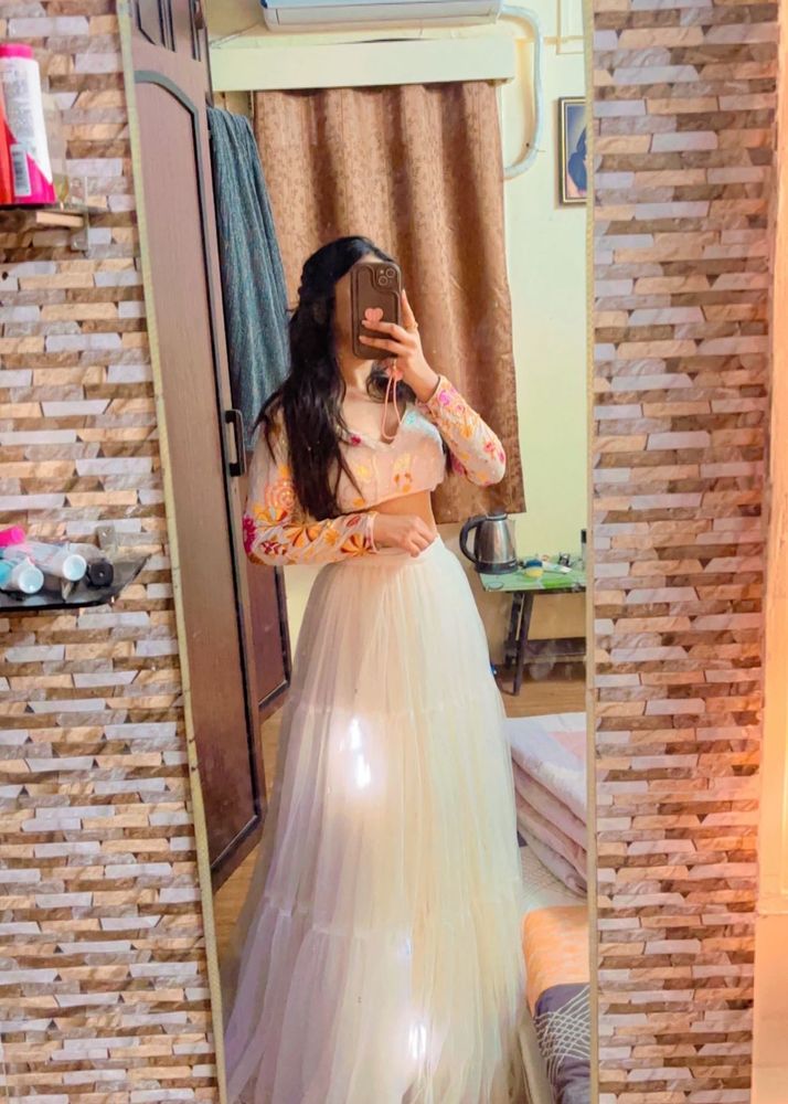 White Party Wear Lehenge