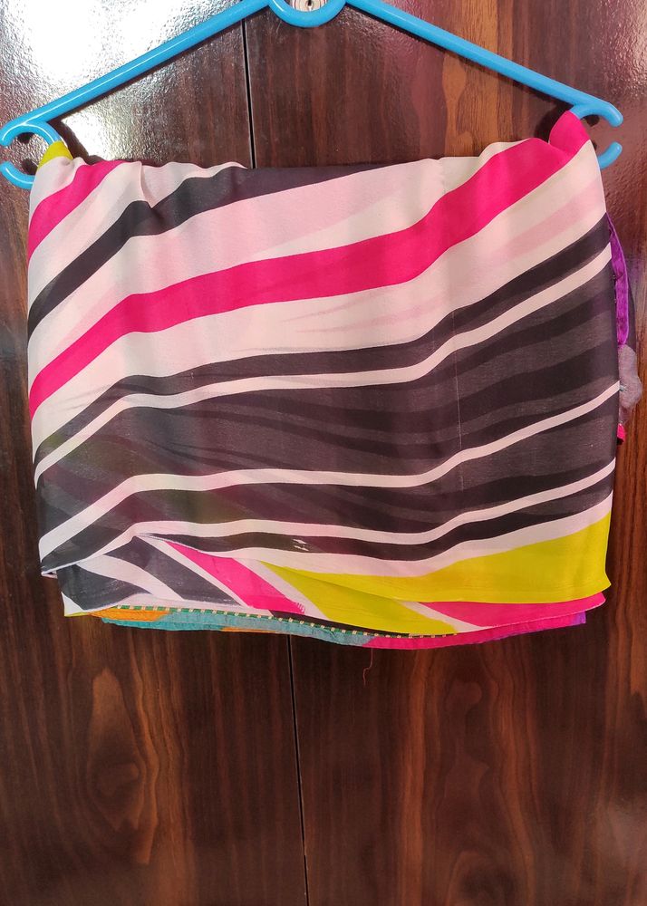 Beautiful and Elegant Multicolored Chiffon Saree