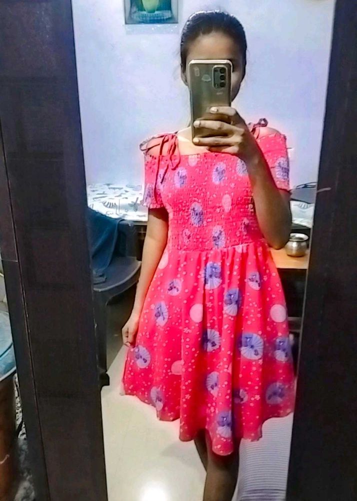 Pink Floral Smocked Dress