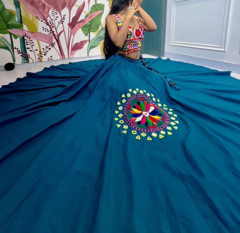 teal blue lehenga With Multicolour Blouse 🥳
